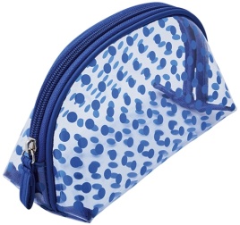 DEWAL B BG-12blue Косметичка 19х8.5x11.5см Прозрачн.в синий горох АКЦИЯ+