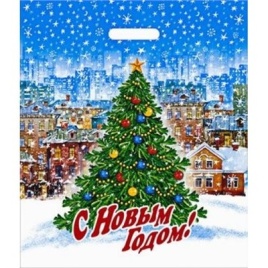 Пакет с вруб.ручк.ламин.усил.40х47 Городская елка (50)