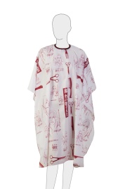 DEWAL AP89A31 Пеньюар д/стрижки НОЖНИЦЫ полиэстер бордо 115х146см на крючках